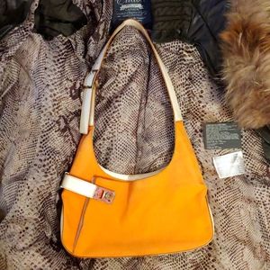 Ferragamo Small used orange but quite discolored authentic handbag